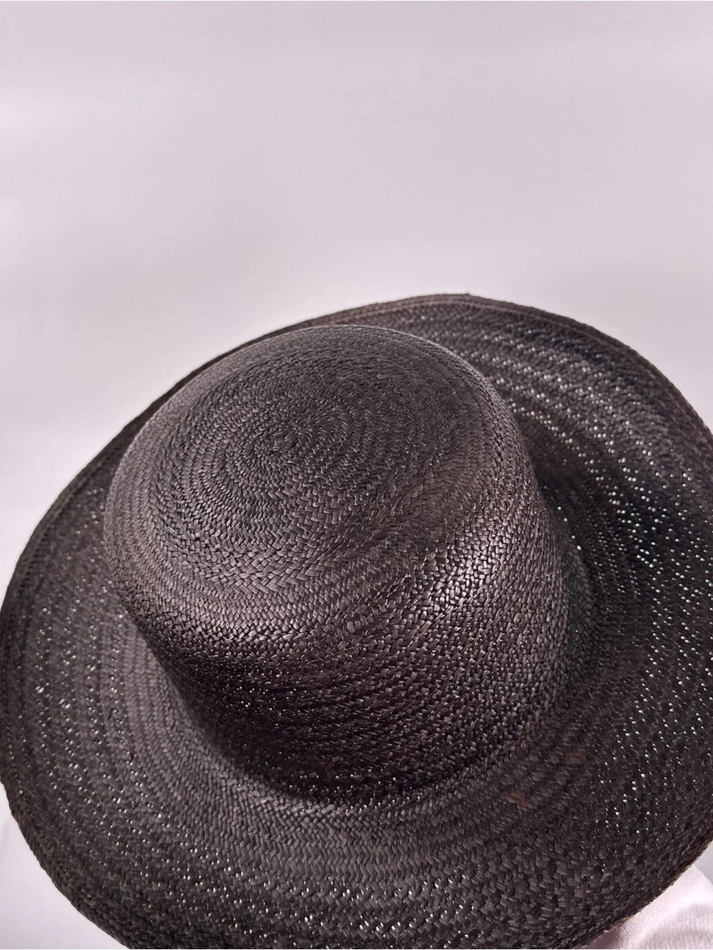 Toucan Panama Boater Hat Flat Crown Woven Straw Black OS
